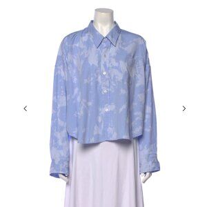 R13 Tie-Dye Print Long Sleeve Button-Up Top